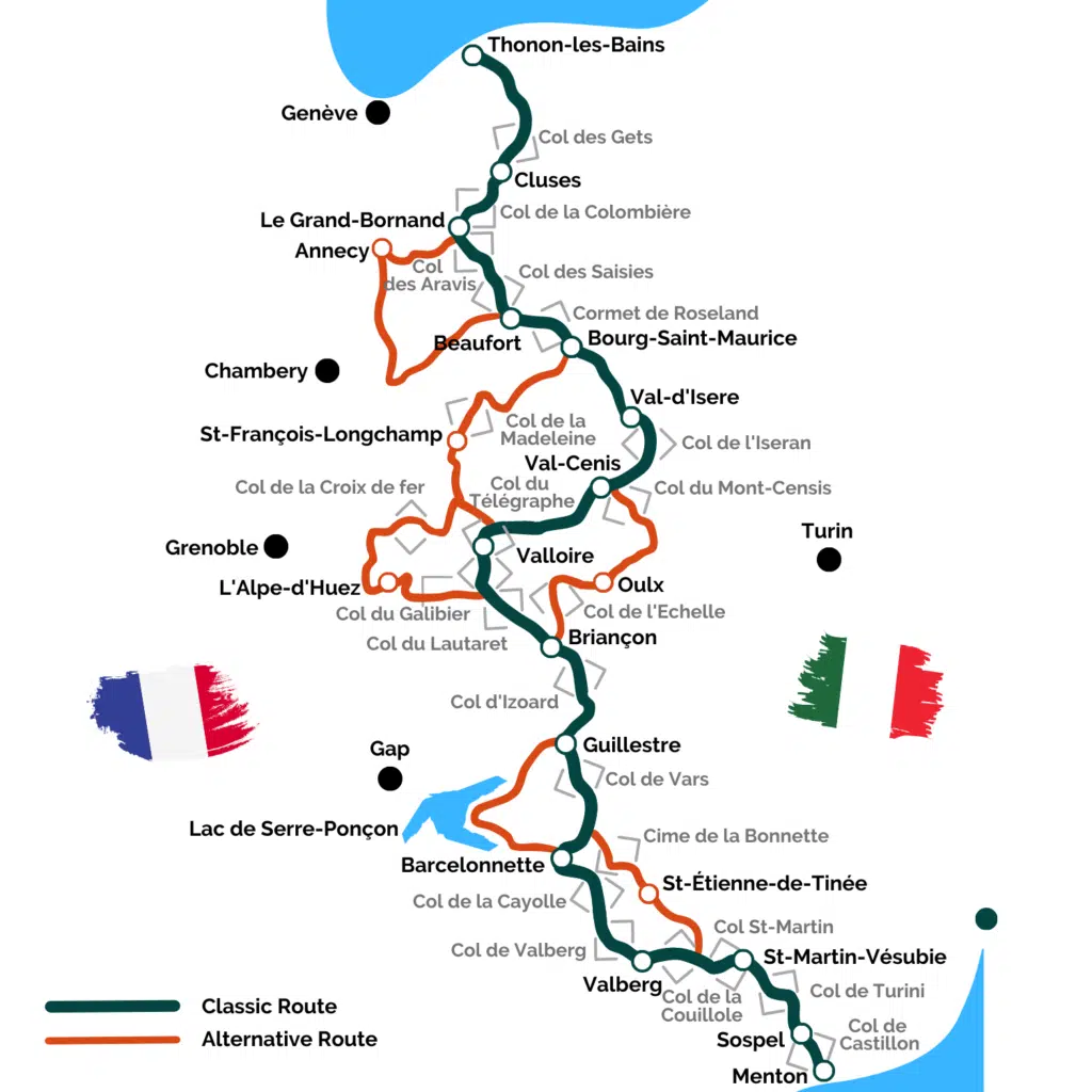Route des Grands Alpes Map