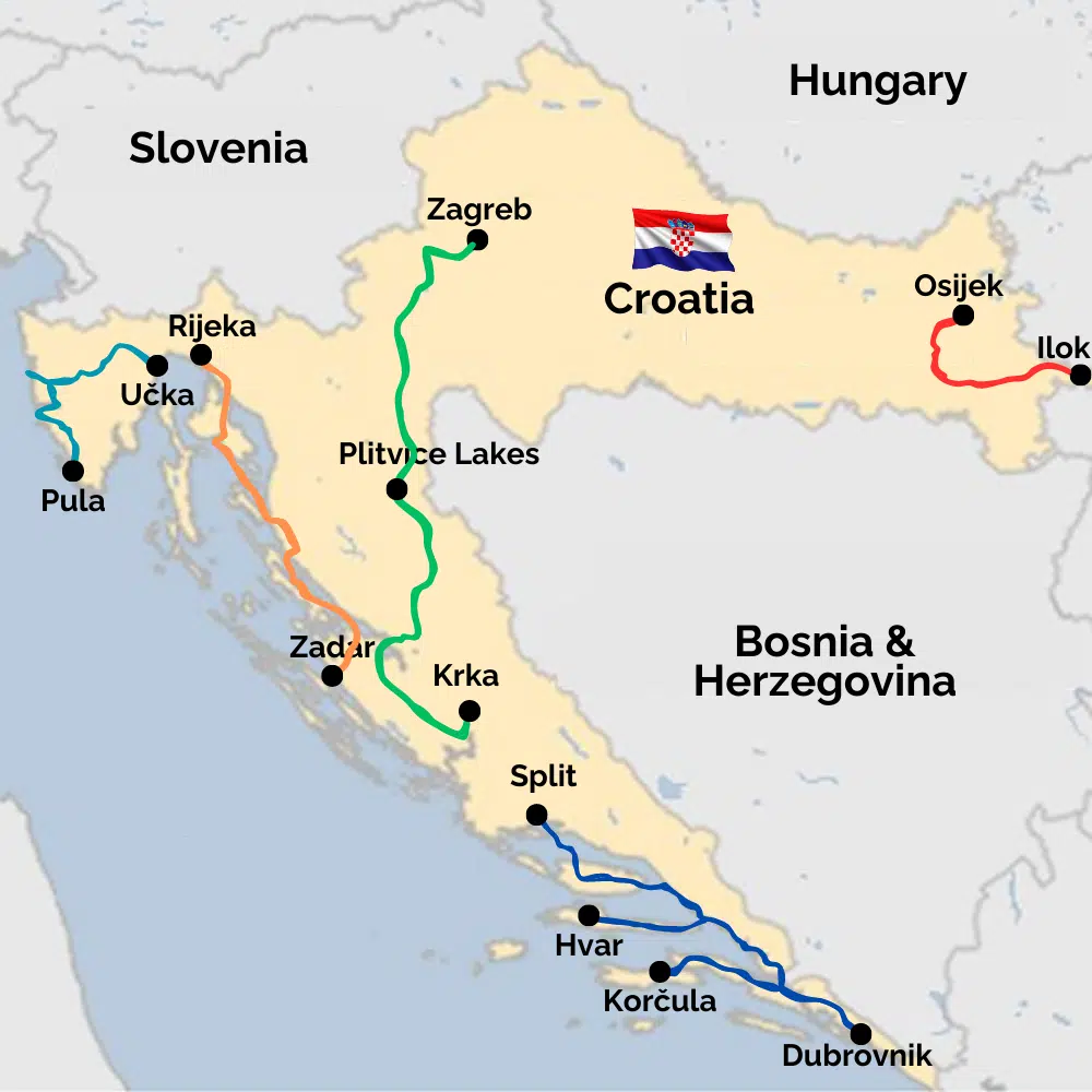Croatia road trips map