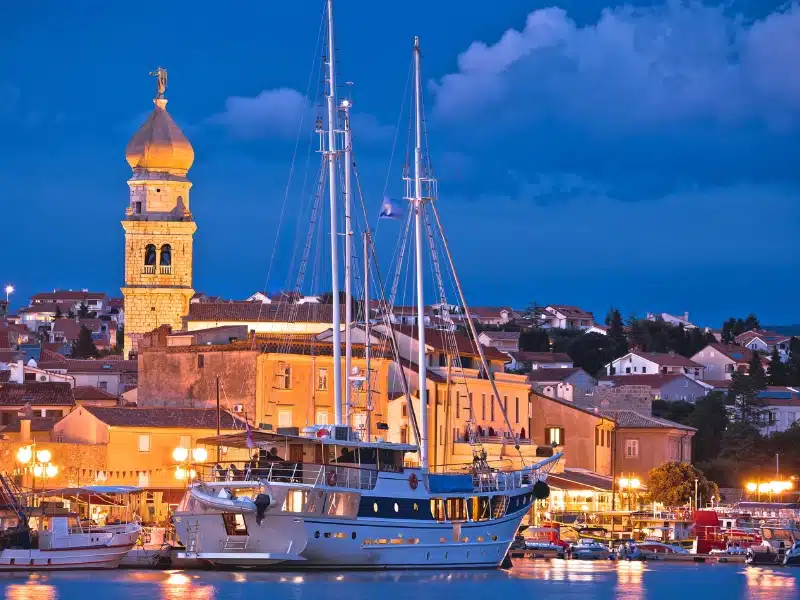 old town of Krk at night