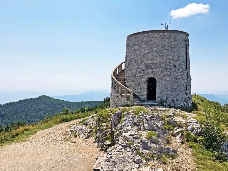 stone round tower on a mountain
