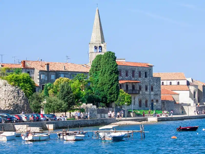 Church spire at Porec in Croatia