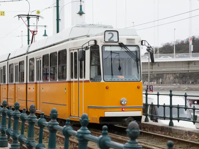 An image of a yellow tram