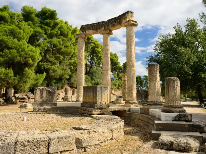 Colums and stones at ancient Olympia