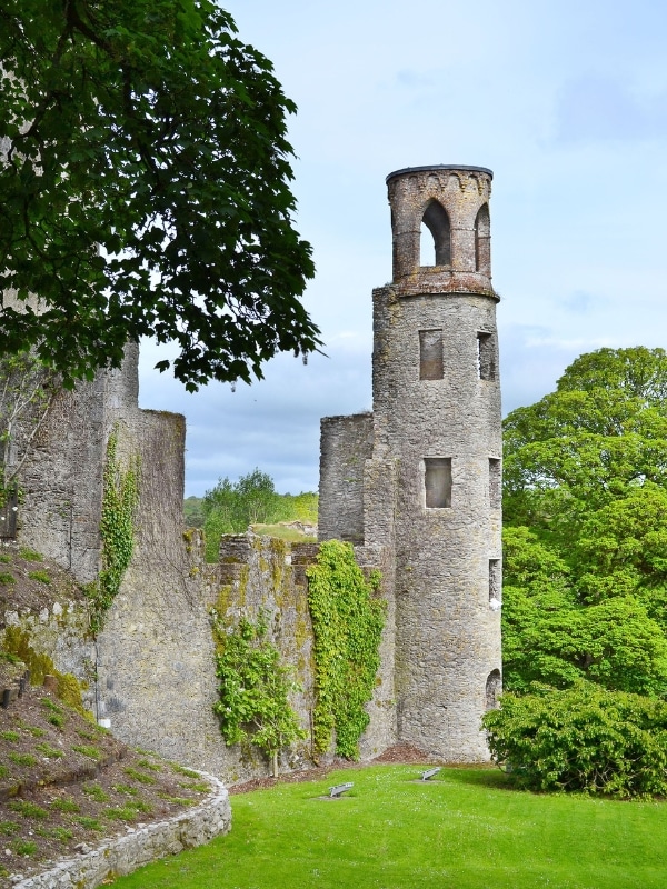 Stone tower against a grey sky
