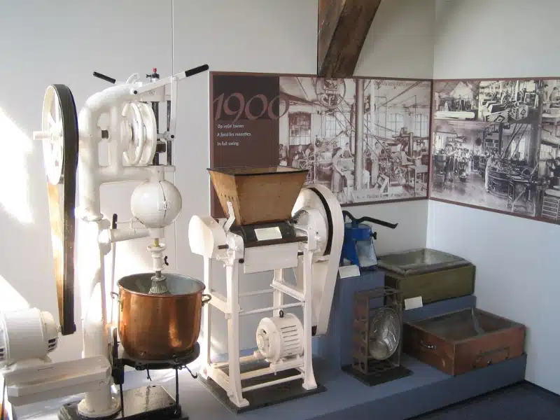 historic chocolate making equipment in a chocolate museum