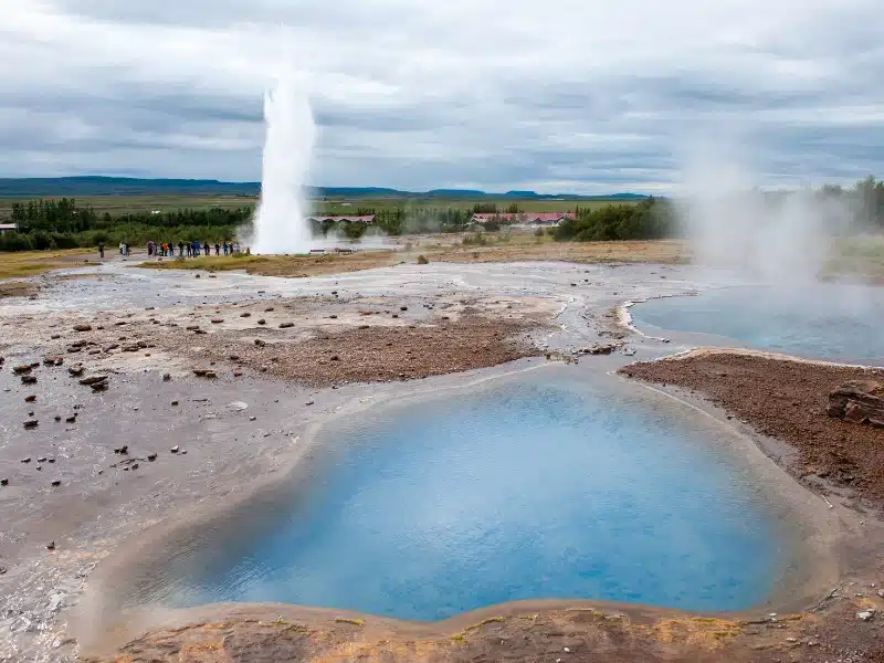Strokkur geyser exploding in Iceland