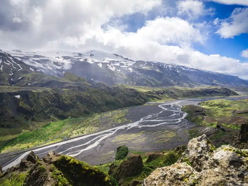 River valley surrounded by large mountains