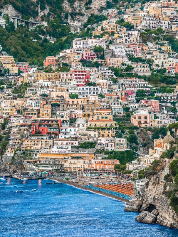 coloured houses on a hillside on the Amalfi Coast