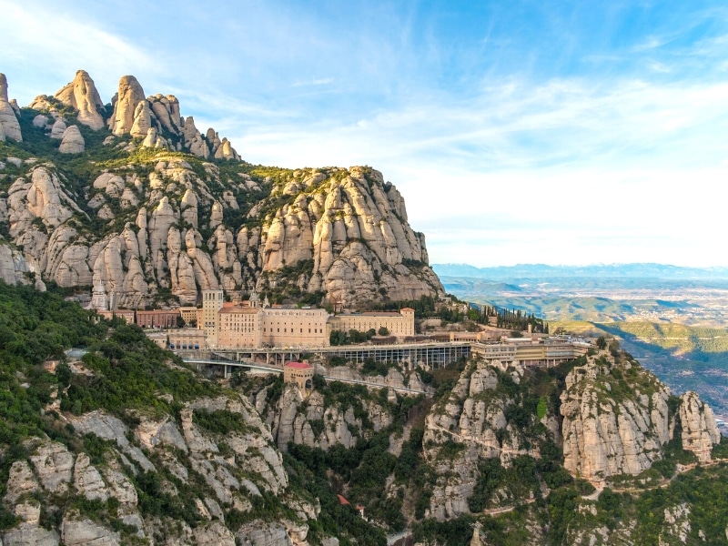 mountain with monastery building