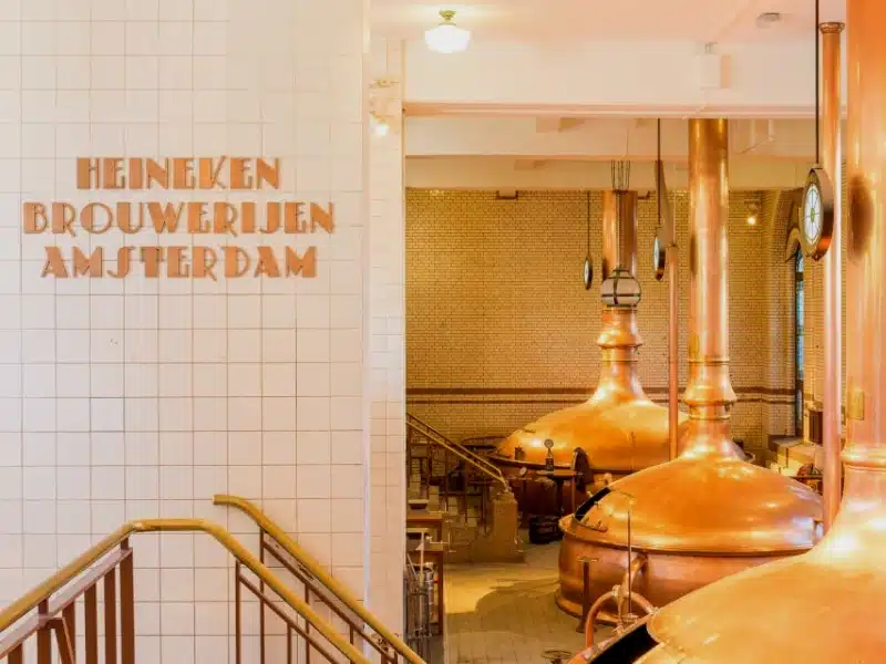 copper stills inside the Heineken brewery experience
