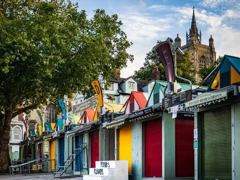 Colourful stalls on Norwich Market