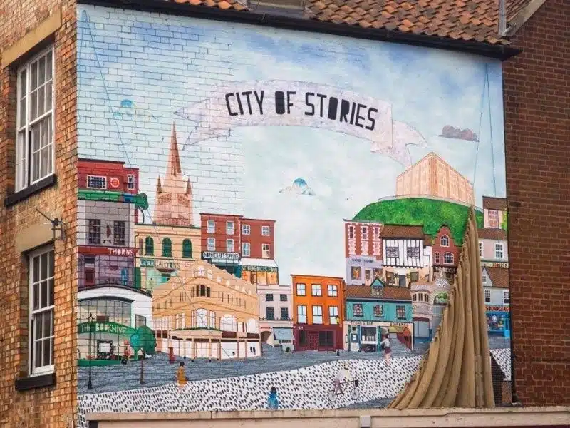 street art depicting a city scape 