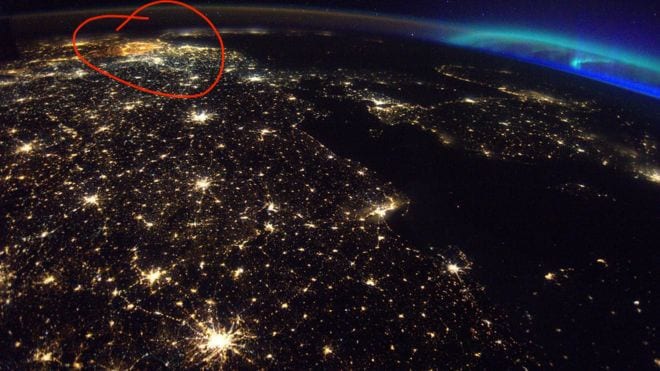 Belgium at night seen from space