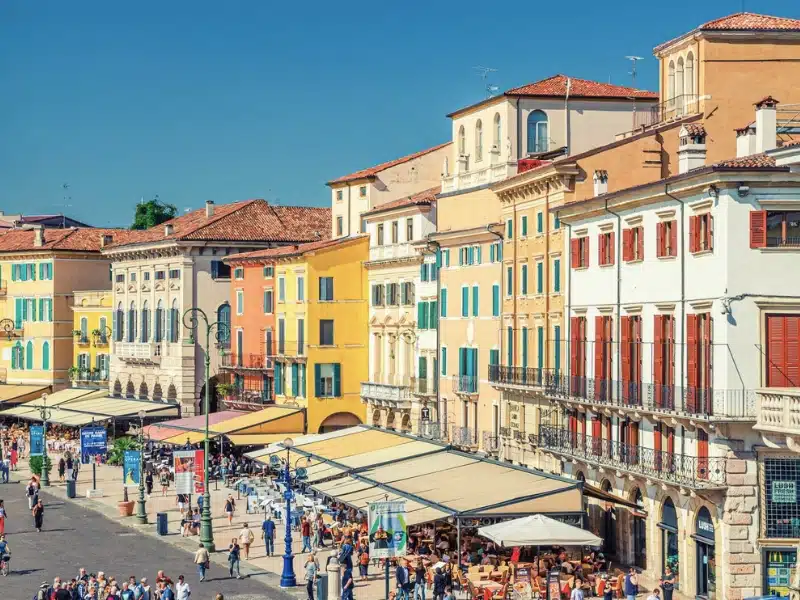 colorful row of houses in a beautiful Italian city