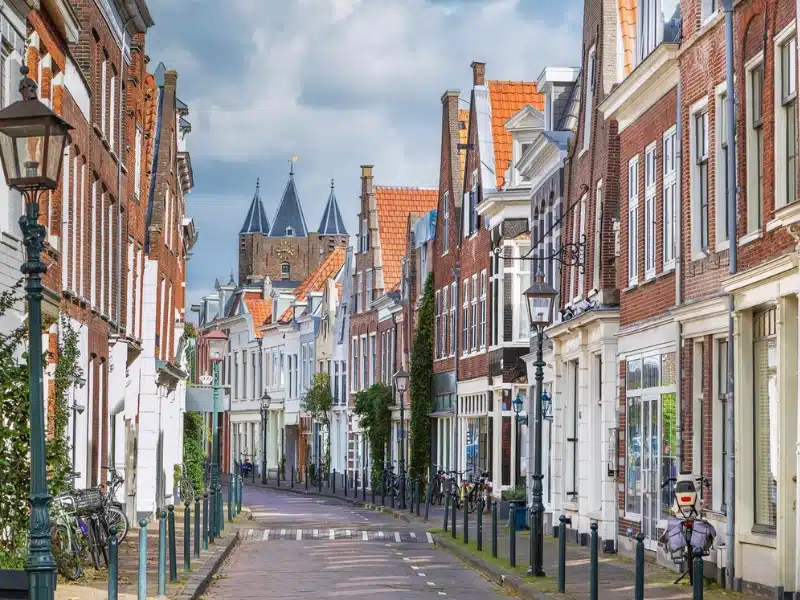 historic houses along a street in Haarlem