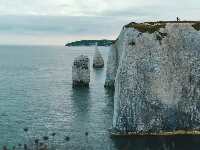 tall white rocks and sea stacks