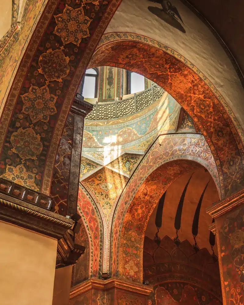 richly decorated interior of a domed church