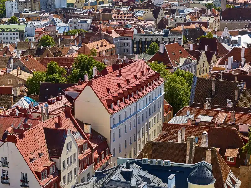 Downtown architecture of old town city of Tallinn in Estonia.