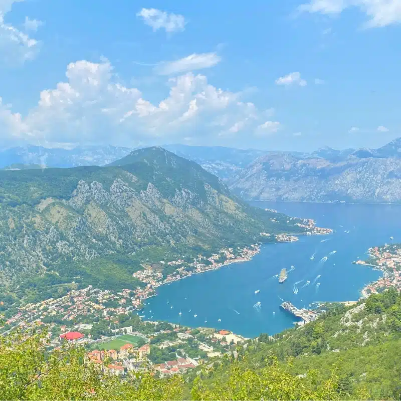 e Bay of Kotor from the top of a hiking trail