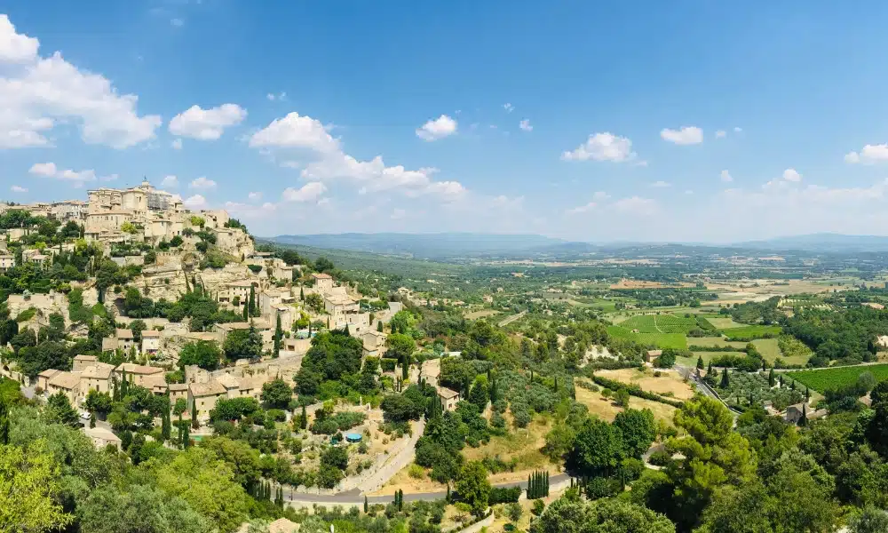 Cream stone hill village in the Luberon region of France