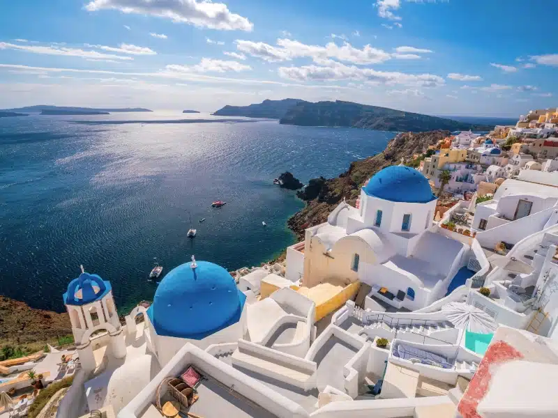 Cityscape of Oia Town in Santorini , Greece.