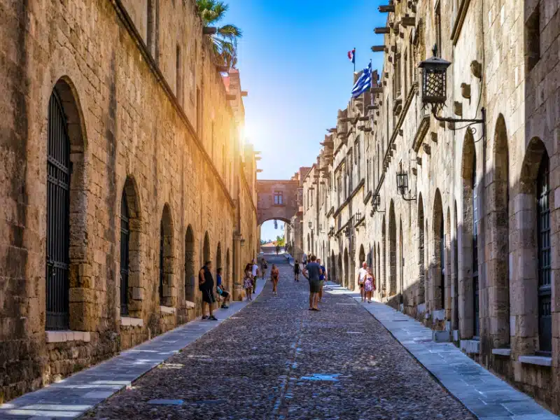 The Street of the Knights in Rhodes old town, one of the best preserved medieval monuments in Europe. 