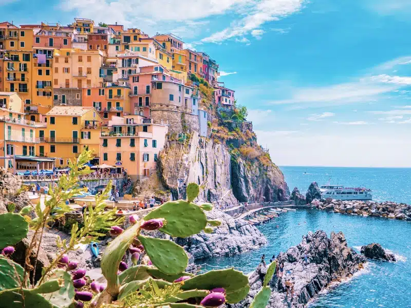 Manarola Village Cinque Terre Italy. the colorful town of Liguria one of five Cinque Terre Ligurian coast. Manarola traditional Italian village in the National Park Cinque Terre Italy