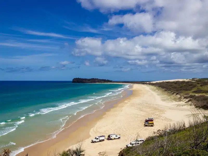 The incredible stretch of Fraser Island's sandy beach, Indian Head Lookout, Fraser Island Queensland.