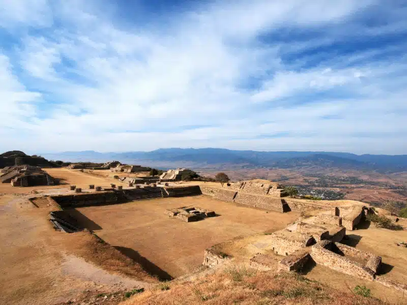 Panorama of sacred site Monte Alban in Mexico