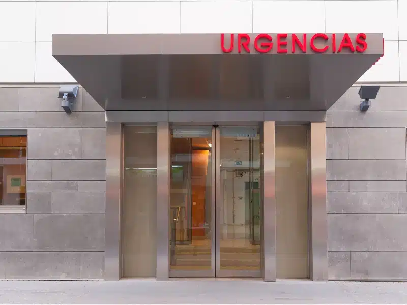 Urgencias - entrance to a hospital accident and emergency department in Spain