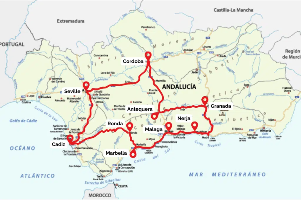 Andalucia road trip map