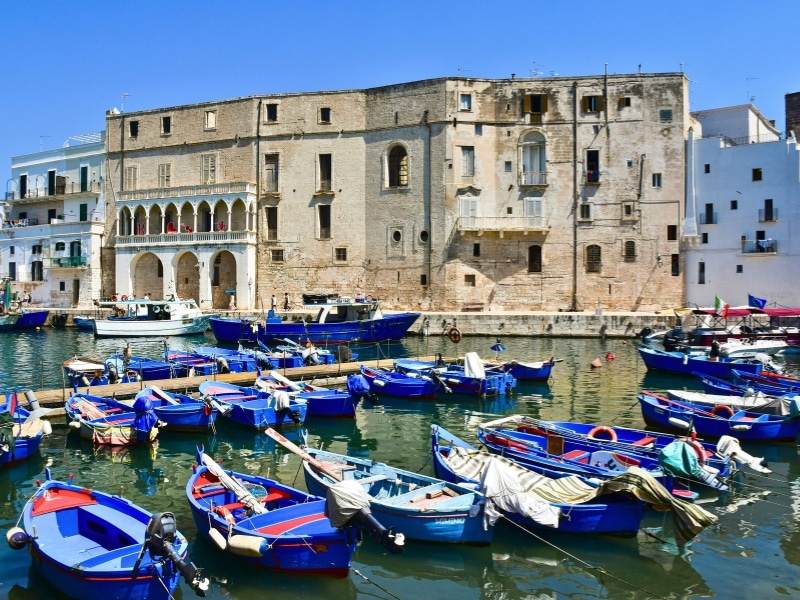 Traditional wooden boats in Gallipoli harbour, Puglia