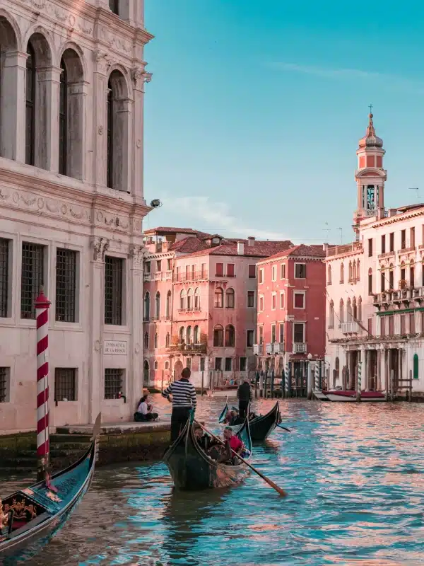 A gondola on the Grand Canal in Venice Italy
