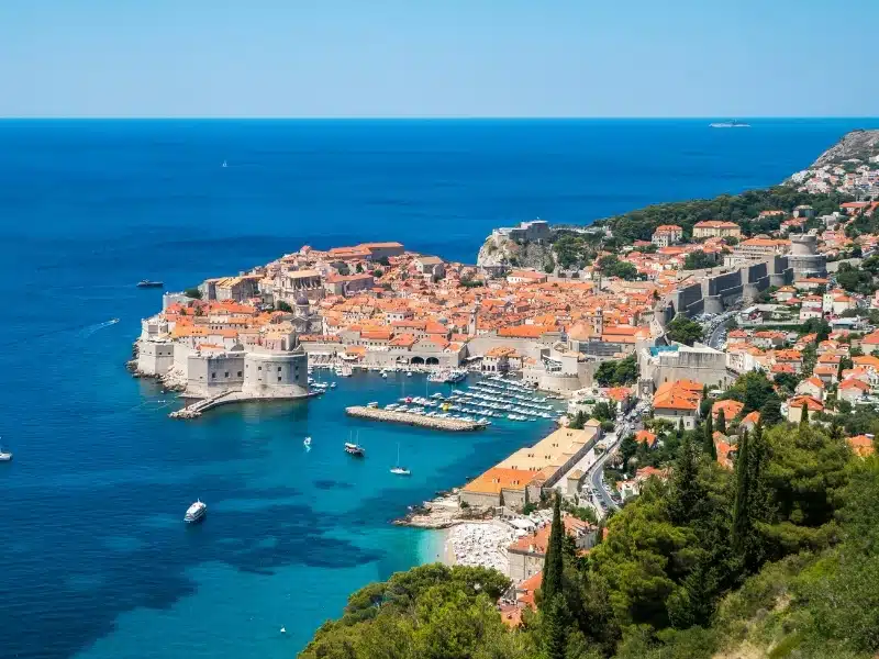 The old town of Dubrovnik Croatia surrounded by the Adriatic Sea
