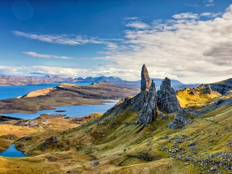 Jagged rock fingers looking over islands and sea