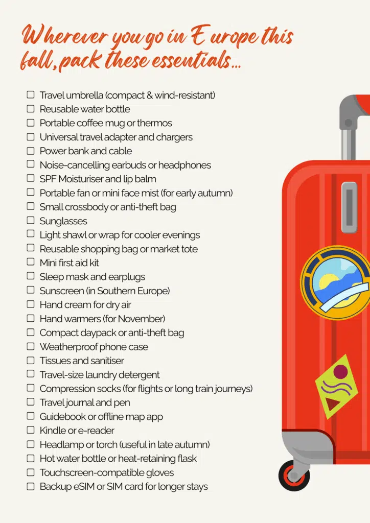 Fall packing list for Europe