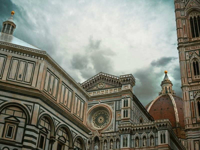 stormy skies surrouned the Piazza del Duomo, Firenze, Italy