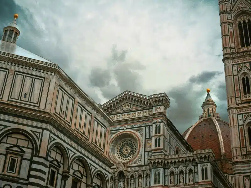 stormy skies surrouned the Piazza del Duomo, Firenze, Italy
