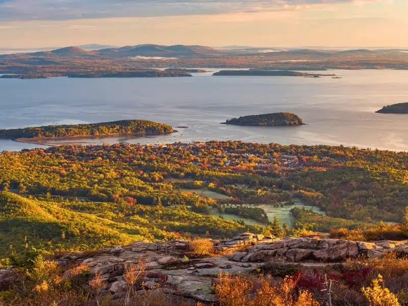 Beautiful fall colors of Acadia National Park in Maine USA