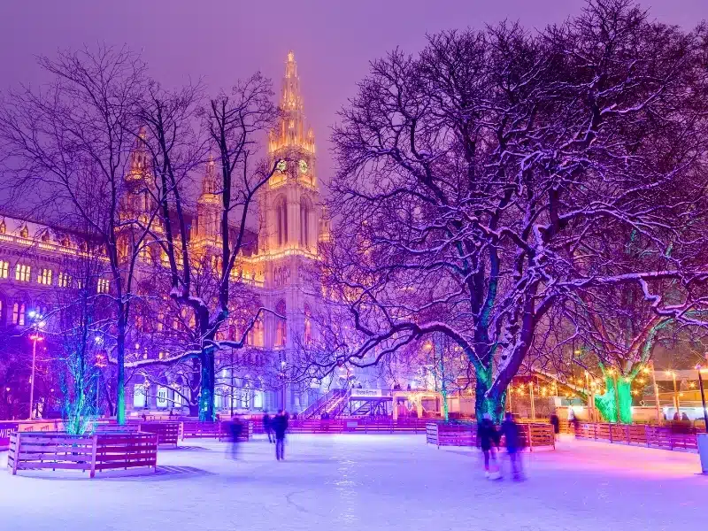 Wiener Eistraum (Vienna Ice World) at Rathausplatz in the winter. 