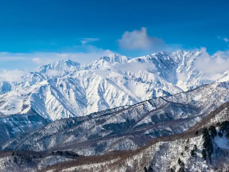 View of snowed Japanese Mountain, Hakuba Japan