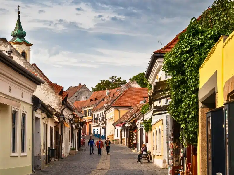 Street of Szentendre, a small idyllic town by the Danube river near Budapest, capital of Hungary. 