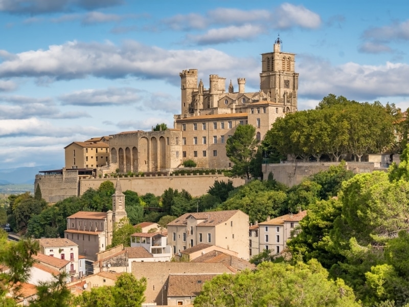 Magnificent Cathedral of Saint Nazaire in Beziers at sunny day, Southern France.