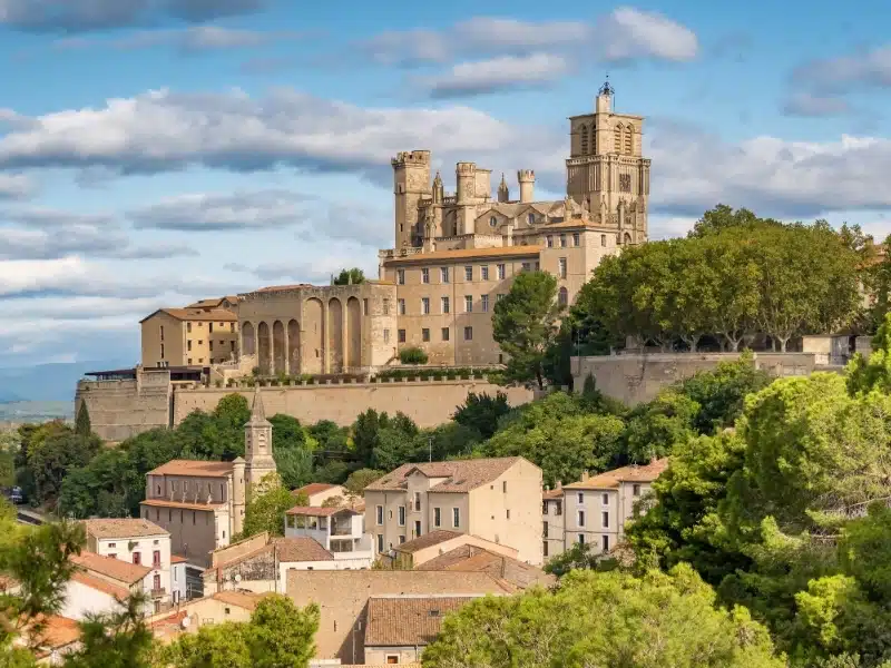 Magnificent Cathedral of Saint Nazaire in Beziers at sunny day, Southern France. 