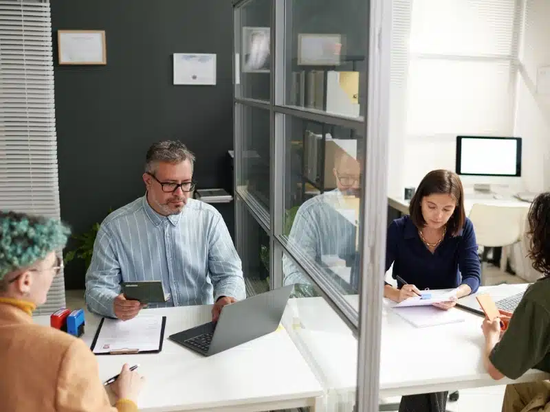 People sitting in visa center
