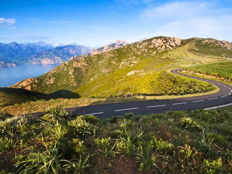 Beautiful coastline road in Corsica - France