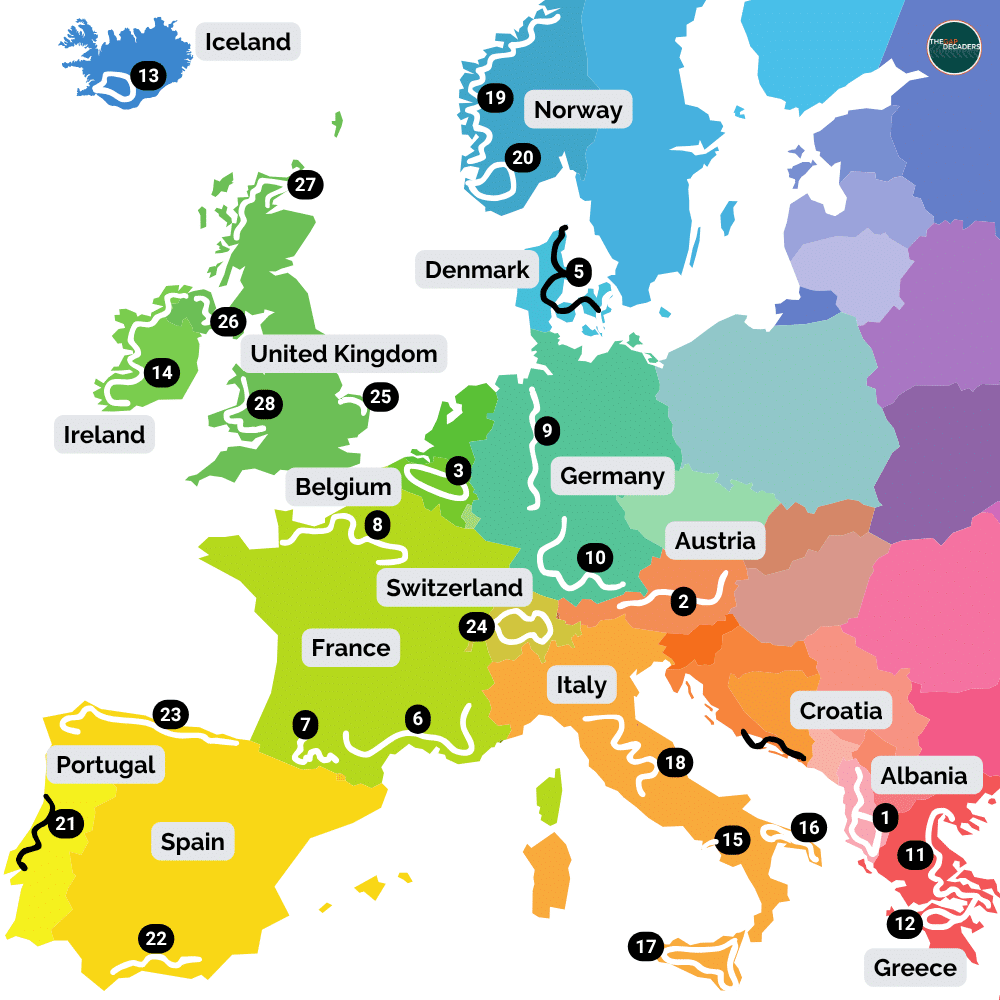 Europe road trip map