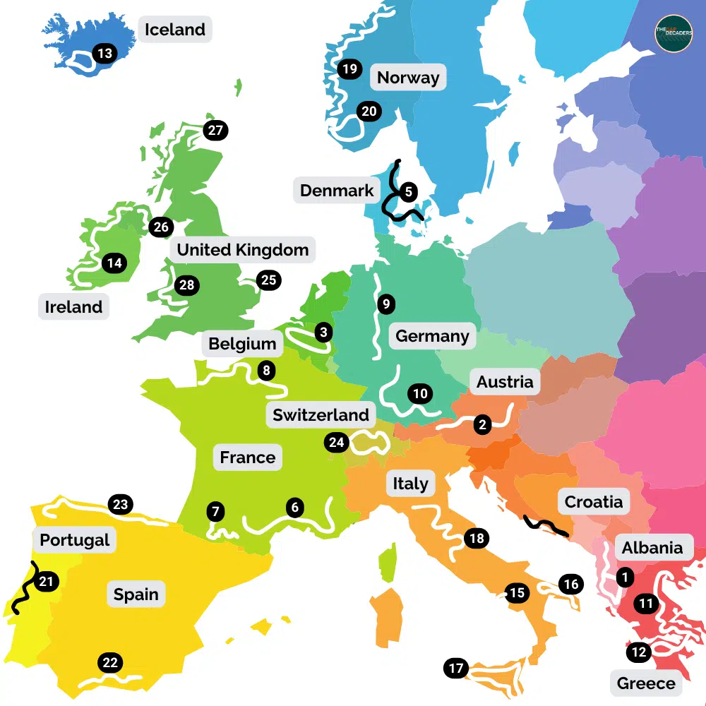 Europe road trip map