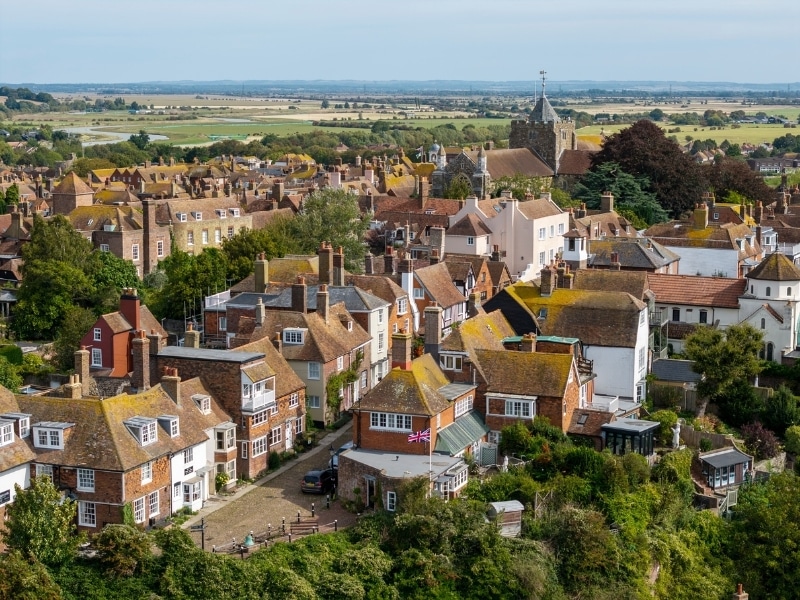 Historic streets and rooftops of Rye old town, East Sussex
