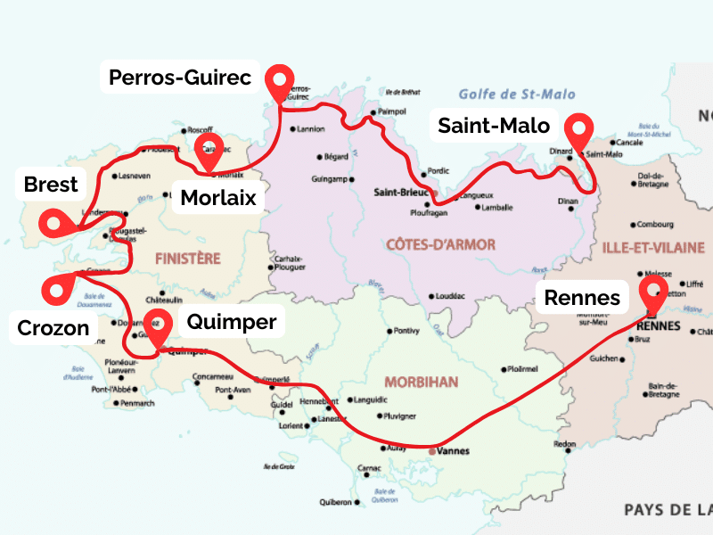 Brittany road trip map